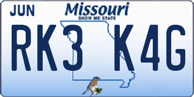 MO license plate RK3K4G