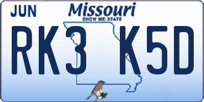 MO license plate RK3K5D