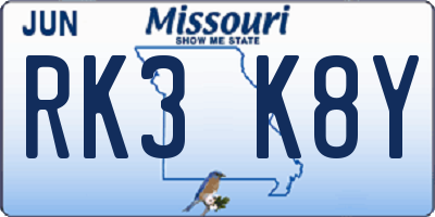 MO license plate RK3K8Y