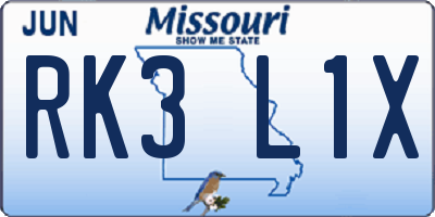 MO license plate RK3L1X