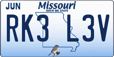 MO license plate RK3L3V