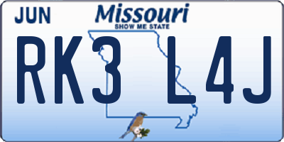 MO license plate RK3L4J