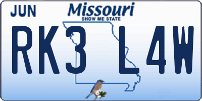 MO license plate RK3L4W