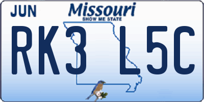 MO license plate RK3L5C