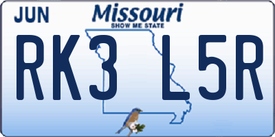 MO license plate RK3L5R