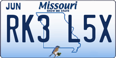 MO license plate RK3L5X