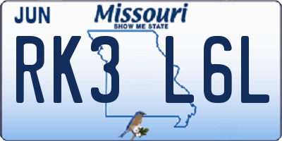 MO license plate RK3L6L