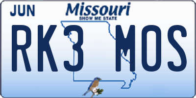MO license plate RK3M0S