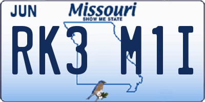 MO license plate RK3M1I