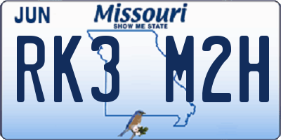 MO license plate RK3M2H