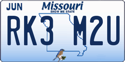 MO license plate RK3M2U