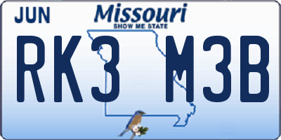 MO license plate RK3M3B