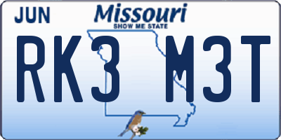 MO license plate RK3M3T