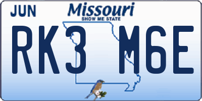 MO license plate RK3M6E