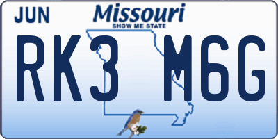 MO license plate RK3M6G