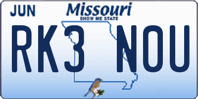 MO license plate RK3N0U