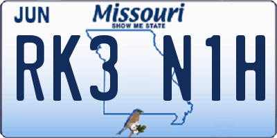 MO license plate RK3N1H