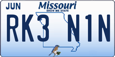 MO license plate RK3N1N