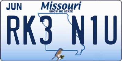 MO license plate RK3N1U
