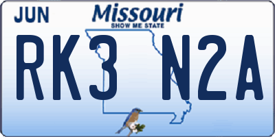 MO license plate RK3N2A