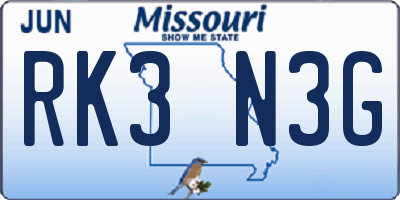 MO license plate RK3N3G