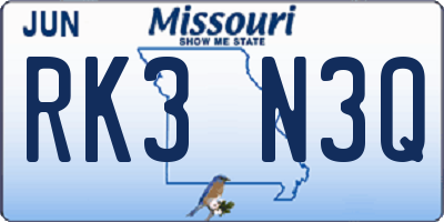 MO license plate RK3N3Q