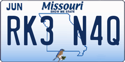 MO license plate RK3N4Q