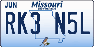 MO license plate RK3N5L