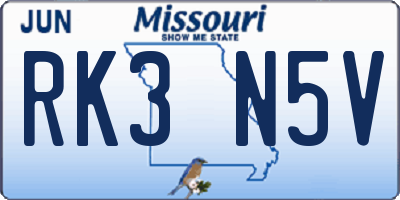 MO license plate RK3N5V