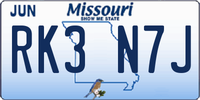 MO license plate RK3N7J