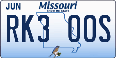 MO license plate RK3O0S