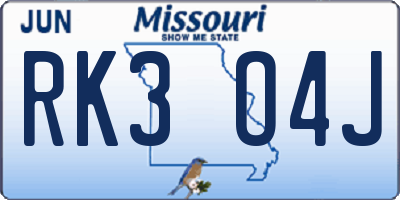 MO license plate RK3O4J