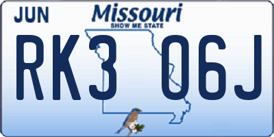 MO license plate RK3O6J