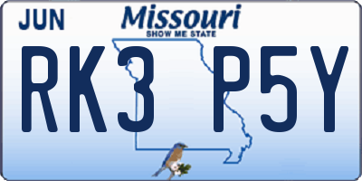 MO license plate RK3P5Y