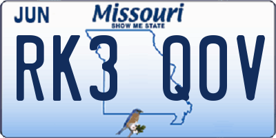 MO license plate RK3Q0V