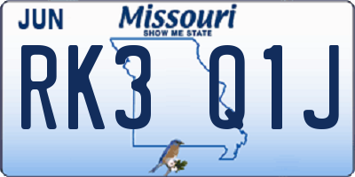MO license plate RK3Q1J