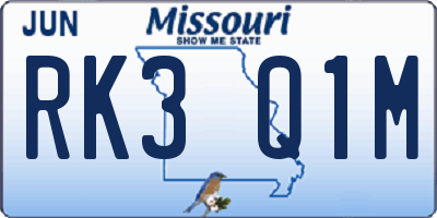 MO license plate RK3Q1M