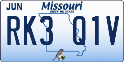 MO license plate RK3Q1V