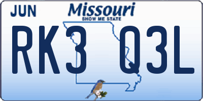 MO license plate RK3Q3L
