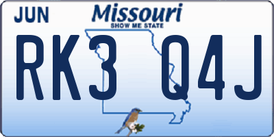 MO license plate RK3Q4J