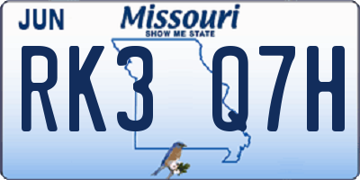 MO license plate RK3Q7H