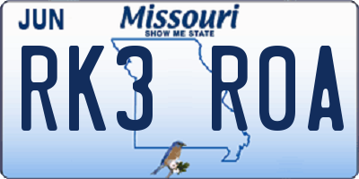 MO license plate RK3R0A