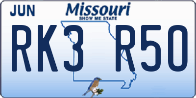 MO license plate RK3R5O