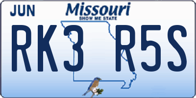 MO license plate RK3R5S