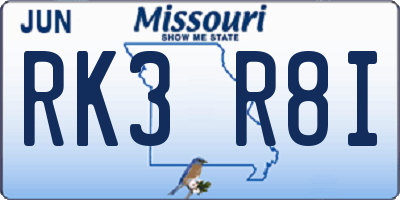 MO license plate RK3R8I