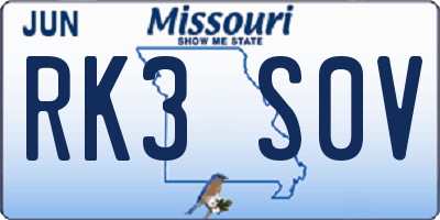 MO license plate RK3S0V