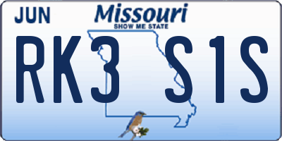 MO license plate RK3S1S