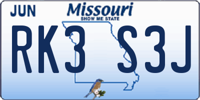 MO license plate RK3S3J