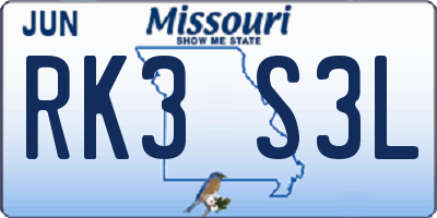 MO license plate RK3S3L