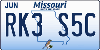 MO license plate RK3S5C
